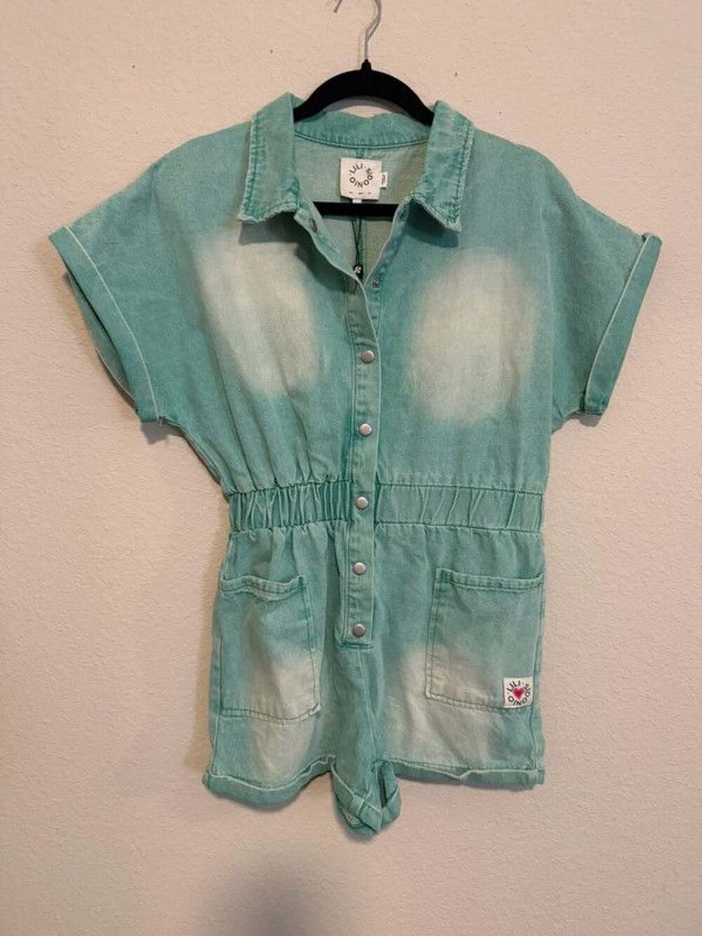 Turquoise lili sidonio denim romper nwt sz small